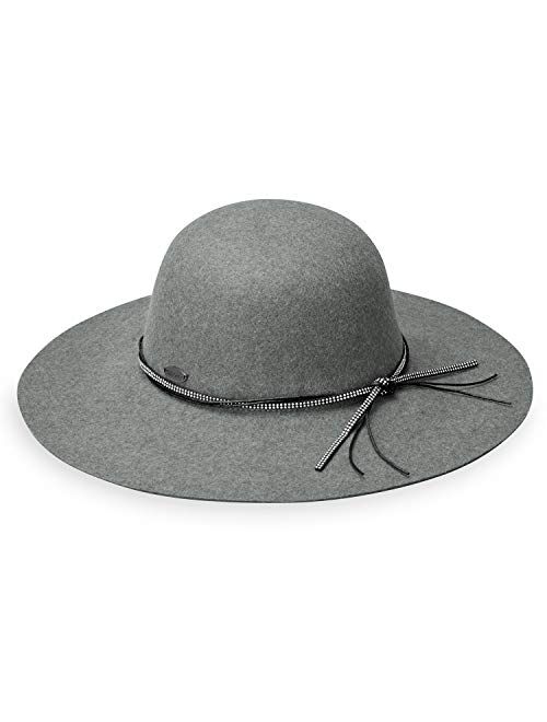 Wallaroo Hat Company Womens Cambria Wide Brim Hat Stylish Sun Protection, UPF 50+, 100% Wool Felt, Adjustable, Packable