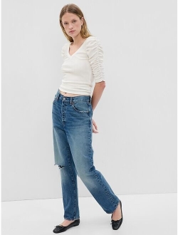 Featherweight Ruched Sleeve Rib Top