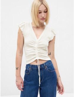 Essential Rib Ruched T-Shirt