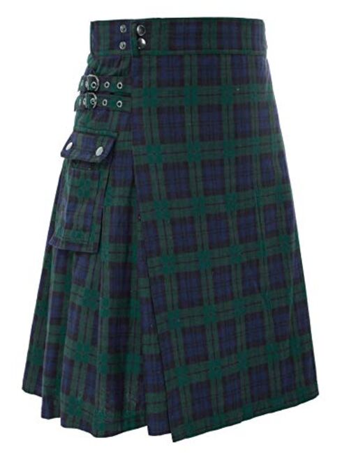 Scarlet Darkness Scottish Mens Kilt Traditional Highland Tartan Utility Kilt