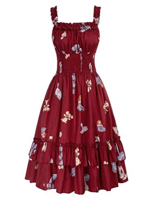 Scarlet Darkness Women 2023 Summer Dress Square Neck Sleeveless High Low Fairy Dress Steampunk Dress