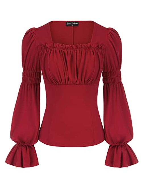 Scarlet Darkness Women's Renaissance Peasant Blouse Short Sleeve Gothic Lolita Boho Blouse