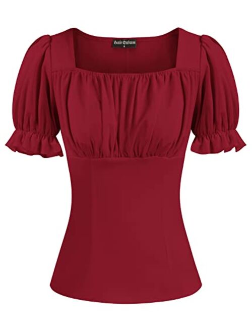 Scarlet Darkness Women's Renaissance Peasant Blouse Short Sleeve Gothic Lolita Boho Blouse