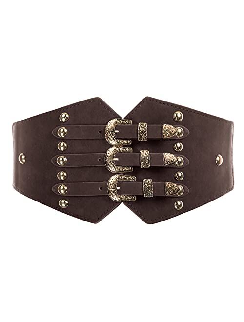 Scarlet Darkness Vintage Classic Cincher Wide Belt Elastic Leather Waist Belt