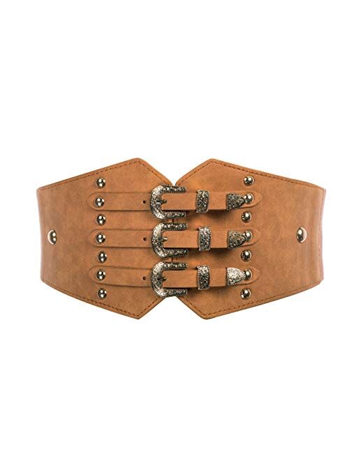 Scarlet Darkness Vintage Classic Cincher Wide Belt Elastic Leather Waist Belt