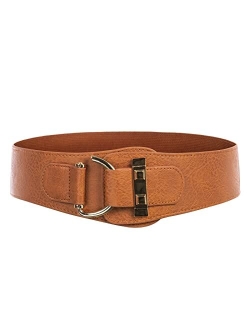 Women's Wide Belt Vintage Elastic Waist Cinch Belt with Interlock Buckle