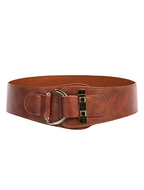 Scarlet Darkness Women's Wide Belt Vintage Elastic Waist Cinch Belt with Interlock Buckle