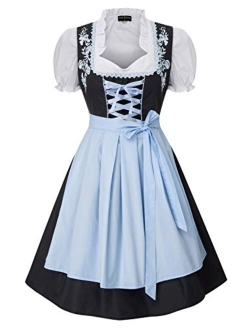 Women German Oktoberfest Costumes 3 Pcs Bavarian Dirndl Dresses