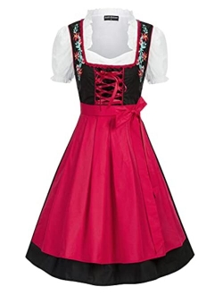 Women German Oktoberfest Costumes 3 Pcs Bavarian Dirndl Dresses