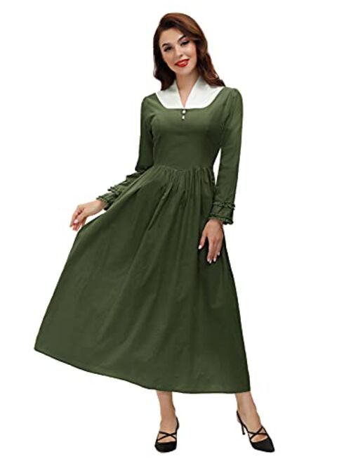 Scarlet Darkness Colonial Dress for Women Modest Prairie Pioneer Costume Outfits