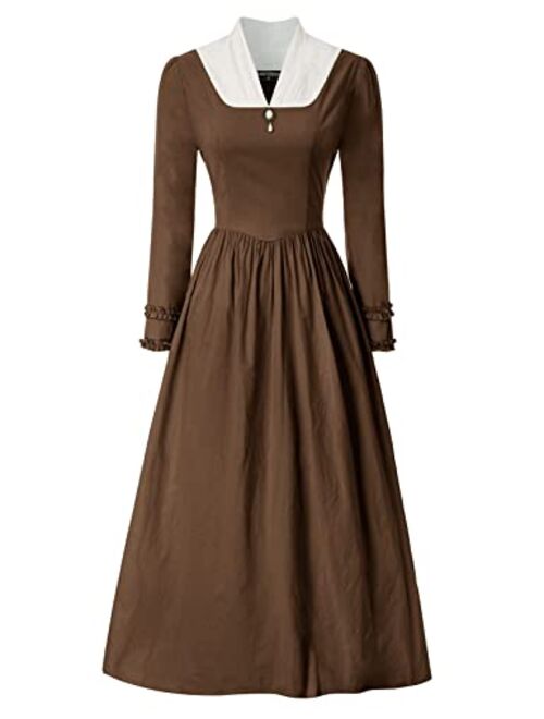 Scarlet Darkness Colonial Dress for Women Modest Prairie Pioneer Costume Outfits