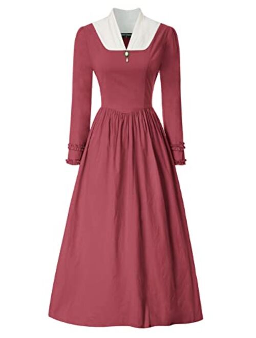 Scarlet Darkness Colonial Dress for Women Modest Prairie Pioneer Costume Outfits