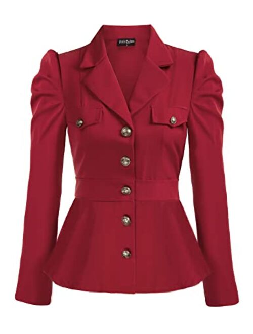 Scarlet Darkness Women Rerto Victorian Jacket Lapel Collar Peplum Hem Blazer