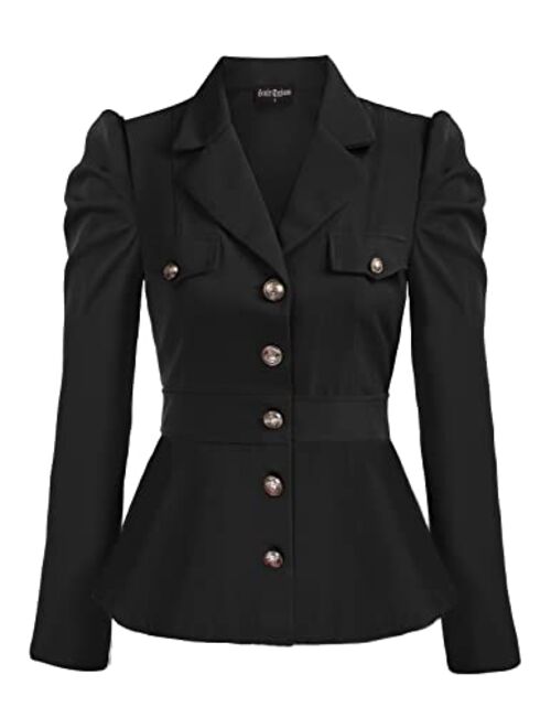 Scarlet Darkness Women Rerto Victorian Jacket Lapel Collar Peplum Hem Blazer