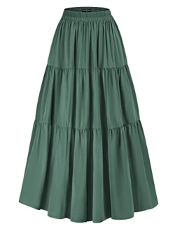 Maxi Long Skirts for Women Summer Flowy Renaissance Skirt with Pockets