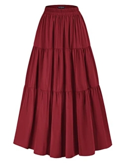 Maxi Long Skirts for Women Summer Flowy Renaissance Skirt with Pockets