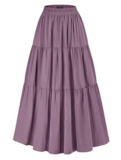 Scarlet Darkness Maxi Long Skirts for Women Summer Flowy Renaissance Skirt with Pockets