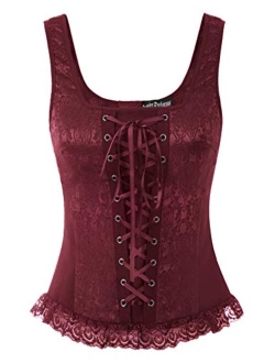 Gothic Vest Tops for Women Y2k Camisole Goth Shirt Renaissance Corset Top