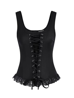 Gothic Vest Tops for Women Y2k Camisole Goth Shirt Renaissance Corset Top