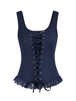 Gothic Vest Tops for Women Y2k Camisole Goth Shirt Renaissance Corset Top