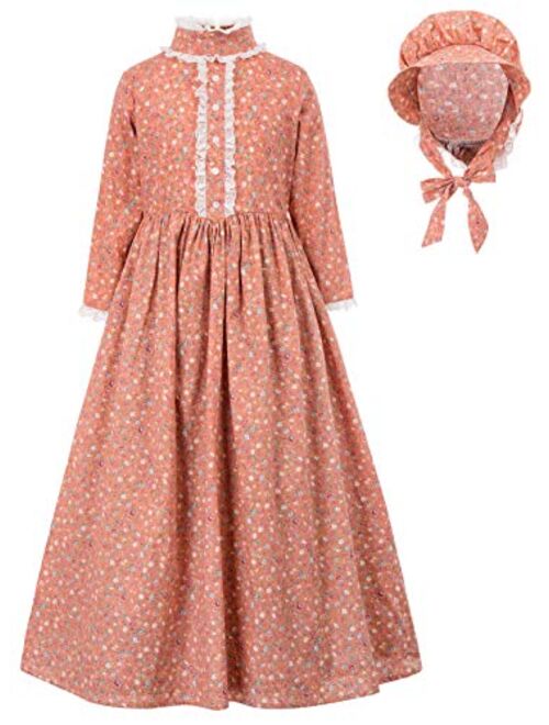 Scarlet Darkness Colonial Girls Dress Prairie Pioneer Costume