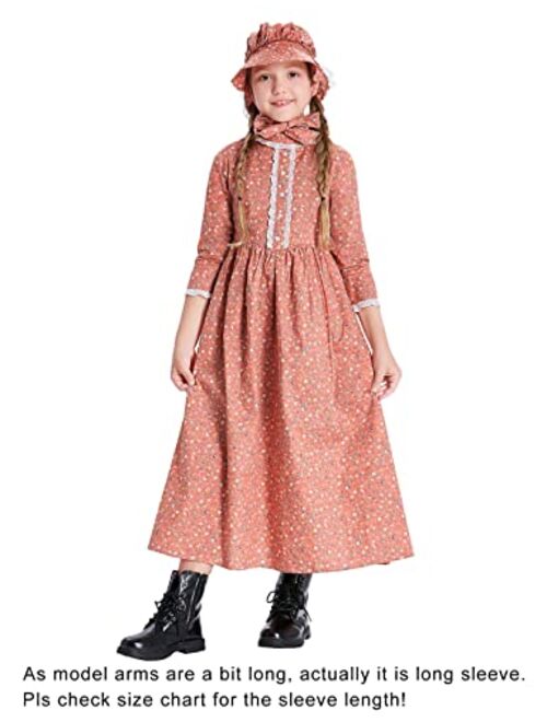 Scarlet Darkness Colonial Girls Dress Prairie Pioneer Costume