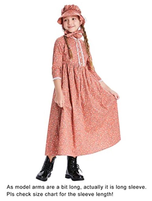 Scarlet Darkness Colonial Girls Dress Prairie Pioneer Costume