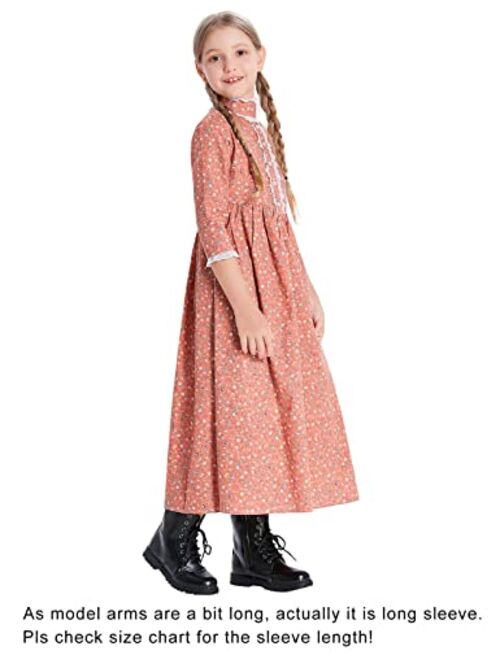 Scarlet Darkness Colonial Girls Dress Prairie Pioneer Costume