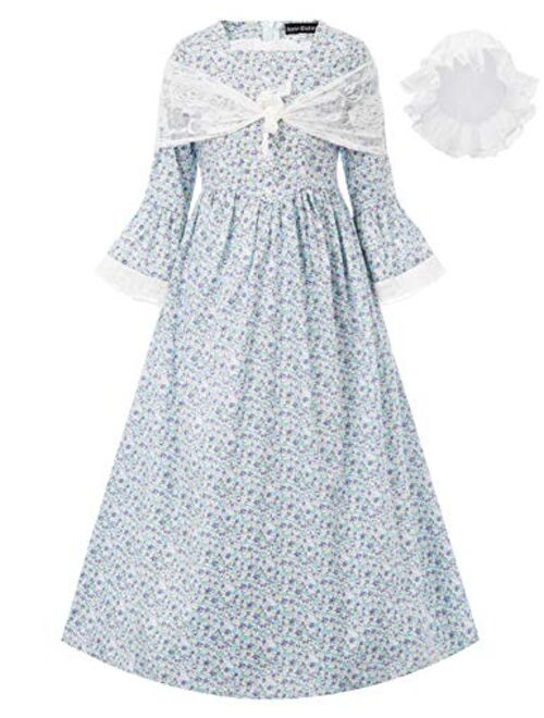 Scarlet Darkness Colonial Girls Dress Prairie Pioneer Costume