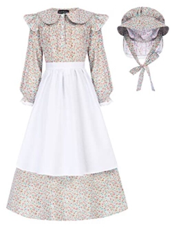 Girls Pioneer Colonial Dress Prairie Costume Dress