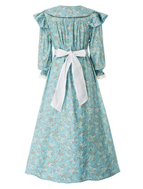 Scarlet Darkness Girls Pioneer Colonial Dress Prairie Costume Dress