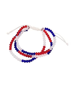 CEYIYA American Flag Bracelets for Women - Red White Blue Beadeds Bracelet Patriotic 4th of July Independence Day Gift