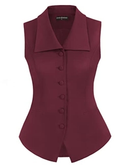 Women Victorian Vest with Pockets Dressy Vintage Waistcoat Vest