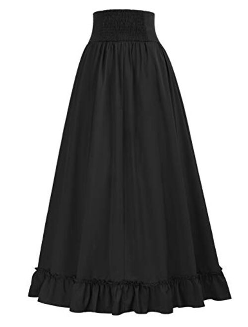 Scarlet Darkness Women Maxi Skirt Vintage Edwardian High Waist A Line Victorian Long Skirt