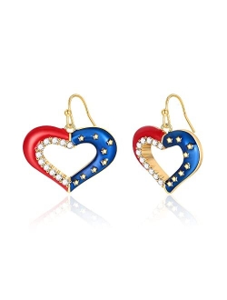 Innerdiva INNEDIVA American USA Flag Earrings for Women GirlsPatriotic Red White Blue Ice Cream Dangle Earrings Bow Drop Earrings Heart Star Drop Dangle Earrings 4th of J