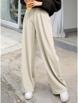 High Waist Fold Pleated Pants