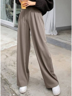 High Waist Fold Pleated Pants