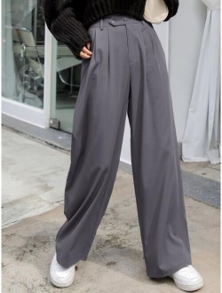 High Waist Fold Pleated Pants