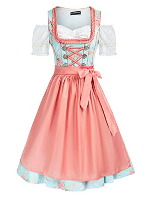 Scarlet Darkness Women's 3 Piece German Dirndl Dress Costumes For Bavarian Oktoberfest Carnival