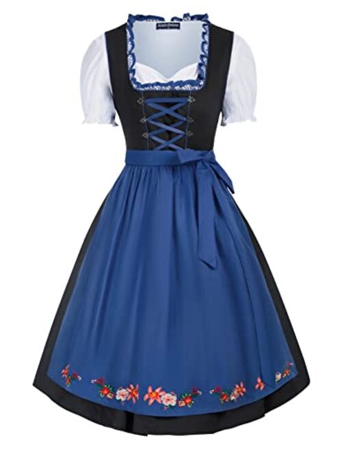 Scarlet Darkness Women's 3 Piece German Dirndl Dress Costumes For Bavarian Oktoberfest Carnival