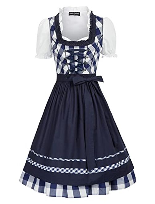 Scarlet Darkness Women's 3 Piece German Dirndl Dress Costumes For Bavarian Oktoberfest Carnival