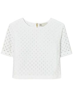 eyelet-pattern crop top