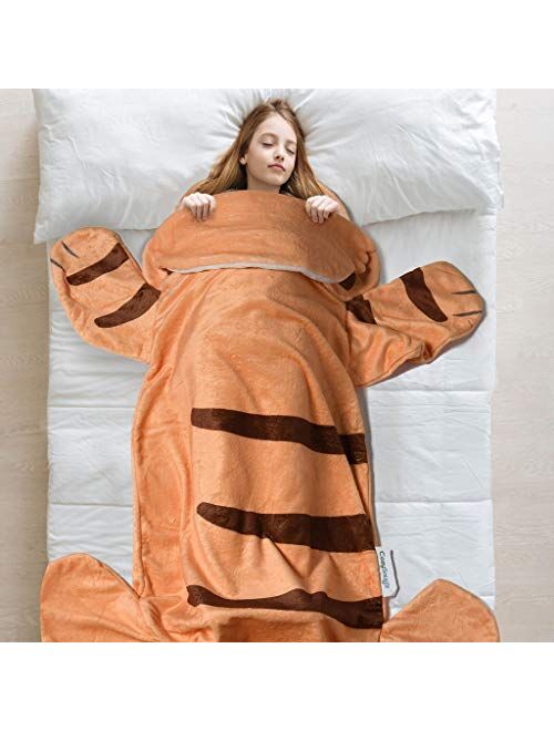 Cozysnugz Cozy Tiger Animal Tail Blanket for Kids Soft and Comfortable Kids Sleeping Bag Sleep Sacks Blankets for Movie Night, Sleepovers, Camping and More - Fits Boys an