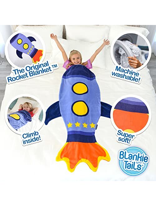 Blankie Tails | Rocket Wearable Blanket - Double Sided Super Soft and Cozy Minky Fleece Blanket, Machine Washable, Perfect for Gifts, Sleepovers, and Daily Use for Kids, 