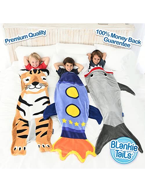 Blankie Tails | Rocket Wearable Blanket - Double Sided Super Soft and Cozy Minky Fleece Blanket, Machine Washable, Perfect for Gifts, Sleepovers, and Daily Use for Kids, 