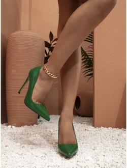 Lux-Girl Shoes Point Toe Stiletto Heeled Court Pumps