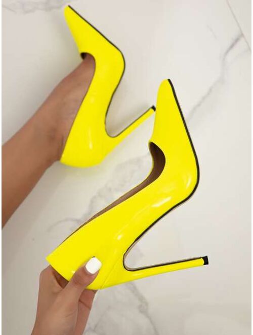 Lux-Girl Shoes Point Toe Stiletto Heeled Court Pumps