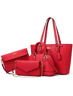 Bagsure Handbag Set, Purse Sets for Women, Tote Bag 4 pcs, Fashion Purse Sets Women's Handbags The Tote Bag Handbags Sets