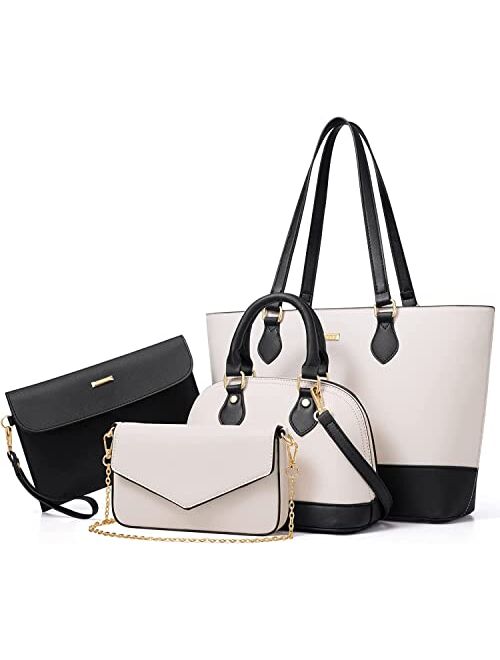 Bagsure Handbag Set, Purse Sets for Women, Tote Bag 4 pcs, Fashion Purse Sets Women's Handbags The Tote Bag Handbags Sets