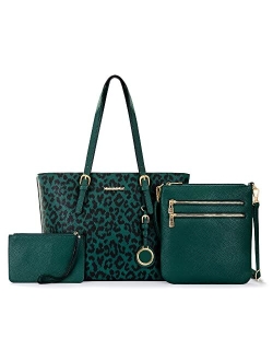 Fashion 3 pcs Handbag Set Leopard Print Tote Bag Conceal Carry Purse for Women